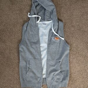 Gray Sleeveless Hoodie with Tiger Logo